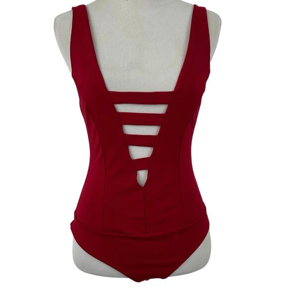 Charlotte Russe Women 90-Y2k Sleeveless Caged Bodysuit Red Cyber Club Rave Small - Picture 1 of 7